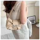 Bolso de Hombro con Moño Plateado Estilo Coquette
