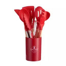 Set de Utensilios de Cocina de Silicona 12 Piezas con Mango de Madera