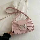 Bolso de Hombro con Moño Plateado Estilo Coquette