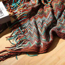 Manta Boho para Sofá en Tricô Geométrico