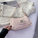 Bolso de Hombro con Moño Plateado Estilo Coquette