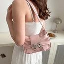 Bolso de Hombro con Moño Plateado Estilo Coquette