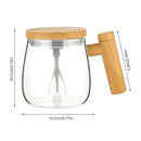 Taza Mezcladora Automática — Vidrio + Madera 400ml