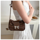 Bolso de Hombro con Moño Plateado Estilo Coquette