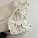 Bolso de Hombro con Moño Plateado Estilo Coquette