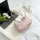 Cartera Baguette Flores 3D · Cadena Plateada