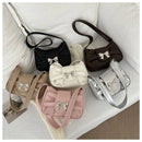 Bolso de Hombro con Moño Plateado Estilo Coquette
