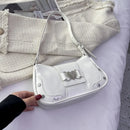 Bolso de Hombro con Moño Plateado Estilo Coquette