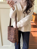 Bolso Bucket de Gamuza Estilo Coreano con Pouch