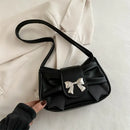 Bolso de Hombro con Moño Plateado Estilo Coquette