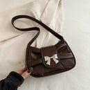 Bolso de Hombro con Moño Plateado Estilo Coquette