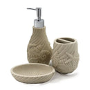 Set de Baño de Resina Efecto Piedra 3 Piezas (Dispenser + Vaso + Jabonera)