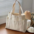 Bolso de Lona Multibolsillos Estilo Preppy