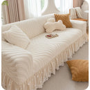 Cubre Sofá Jacquard con Volado Blanco Antideslizante (350gsm)