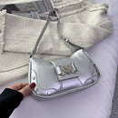Bolso de Hombro con Moño Plateado Estilo Coquette