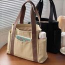 Bolso de Lona Multibolsillos Estilo Preppy