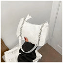 Cartera Baguette Flores 3D · Cadena Plateada