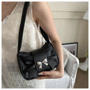 Bolso de Hombro con Moño Plateado Estilo Coquette