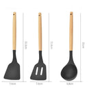Set de Utensilios de Cocina de Silicona 12 Piezas con Mango de Madera