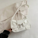 Bolso de Hombro con Moño Plateado Estilo Coquette