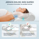 Almohada cervical viscoelástica em uso apoiando pescoço e ombros