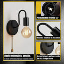 Aplique de Pared Industrial Negro E27 Vintage