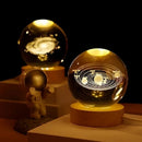 Bola de cristal 3D sistema solar con luz LED encendida, efecto cálido decorativo