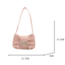 Bolso de hombro con moño plateado rosa coquette para mujer, estilo romántico y femenino