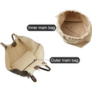 Bolso tote en cuero genuino con pouch interior incluida color beige set completo