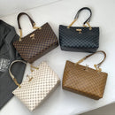Bolso tote monograma en cuatro colores beige marrón gris y cognac vista superior