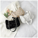 Cartera baguette con flores en 4 colores: blanco negro beige y 