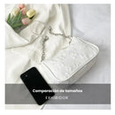 Cartera Baguette Flores 3D · Cadena Plateada