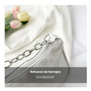 Cartera Baguette Flores 3D · Cadena Plateada