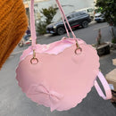 Cartera con forma de corazón rosa estilo lolita kawaii con moño y charm