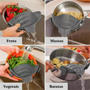Colador con clip para ollas usado en frutas pastas vegetales y papas con un solo accesorio