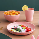 Kit de cocina de bambú y silicona, detalle de textura en platos y bowl