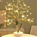 Lámpara bonsai LED de mesa USB con detalle de luces cálidas y ramas