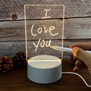 Lámpara nocturna pizarra acrílica LED USB borrable con mensaje escrito y luz cálida
