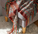 Manta boho para sofá em tricô como decoração para cama, sofá ou poltrona