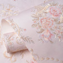 Papel tapiz floral autoadhesivo 3D 53cm: detalle de flores, textura y acabado
