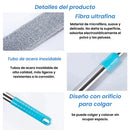 Plumero de Microfibra con Mango Largo para Rendijas (Seco y Húmedo)