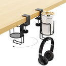 Portavasos de escritorio con gancho para auriculares 2 en 1, para taza y headset
