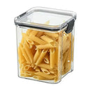 Pote hermético apilable 950 ml transparente con pasta penne para despensa elegante