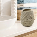 Set de baño de resina efecto piedra con dispenser, vaso y jabonera