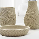 Set de baño de resina efecto piedra con relieve de conchas, acabado elegante