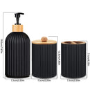 Set organizador de baño negro con bambú con medidas para mesada, compacto y prolijo