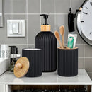 Set organizador de baño negro con bambú 3 piezas, estilo minimalista